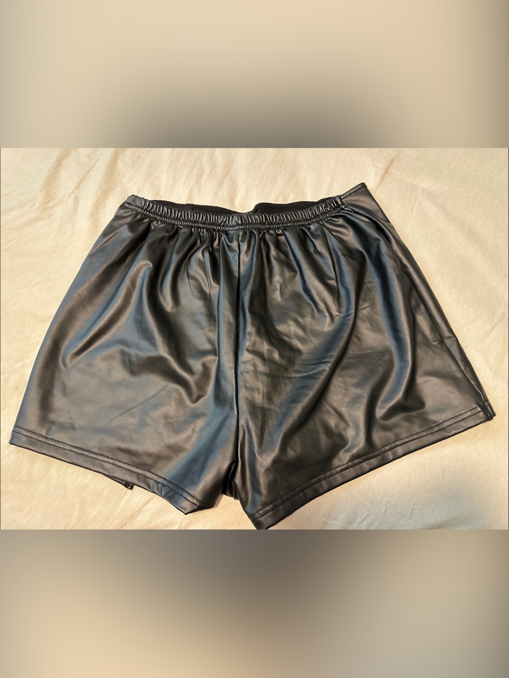 Black Shein Leather Mini Skirt/Short with Front Zip - Picture 2 of 2